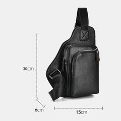 Men PU Leather Large Capacity Multi-pocket Chest Bag Fashion Sport Back Anti-theft Pocket Waterproof Crossbody Bags Shoulder