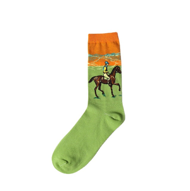 Unisex Mona Lisa Oil Painting Cotton Tube Socks