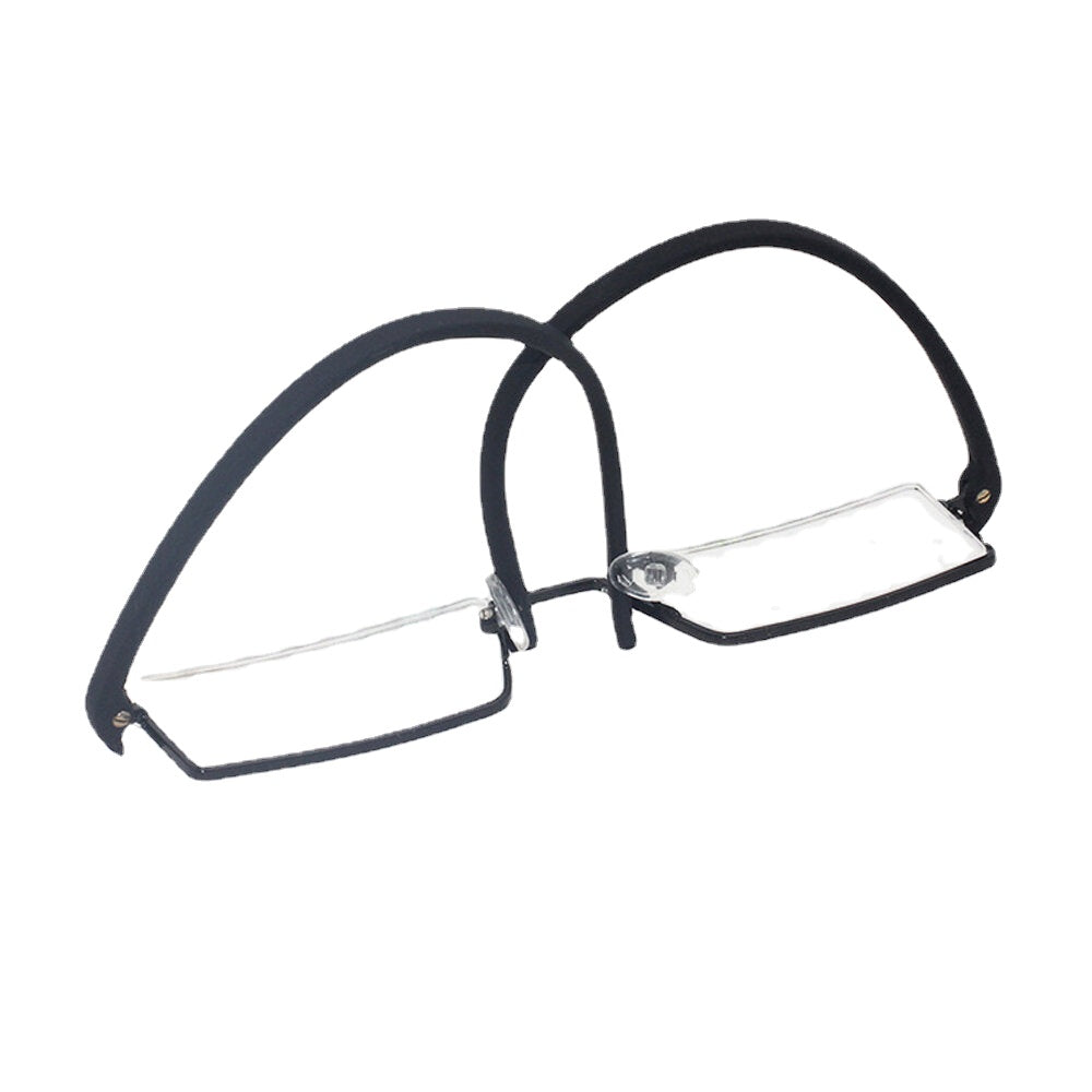 Unisex Portable Rectangular Half Lower Frame Reading Glasses Push-pull Box Anti-blue Light Presbyopia Glasses