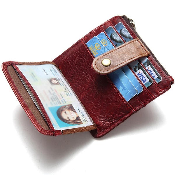 RFID Man Antimagnetic Genuine Leather Coin Bag 6 Card Slots Wallet