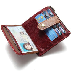 RFID Man Antimagnetic Genuine Leather Coin Bag 6 Card Slots Wallet