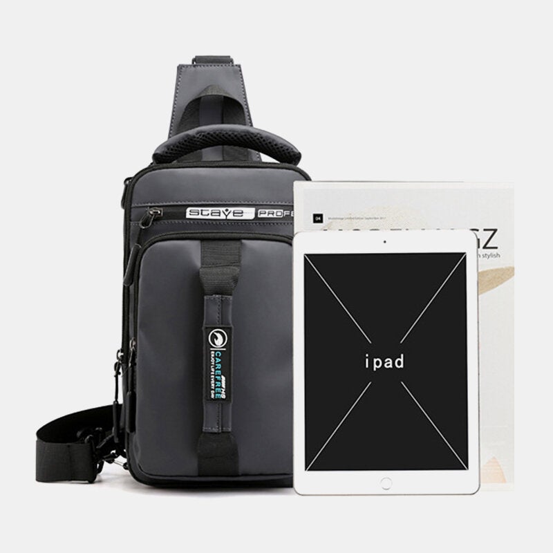 Men Waterproof Fashion Light Weight Oxfords Chest Bag Shoulder Bag With USB Charging Port For Outdoor