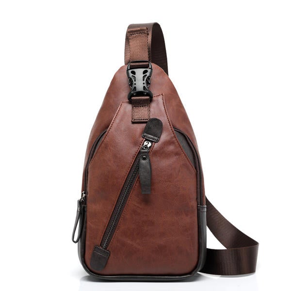 Men PU Crossbody Bag Capacity Leisure Shoulder Chest Bag