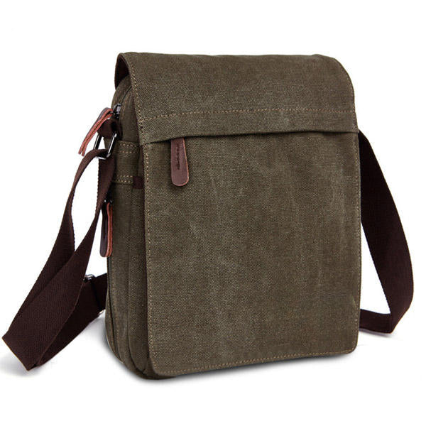 Unisex Canvas Crossbody Bag with Multi Pockets - Spacious Shoulder Bag