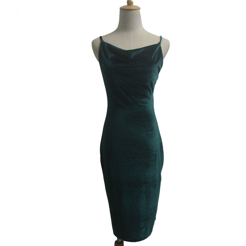 Elegant Solid Sexy Spaghetti Strap Midi Dresses - Sheseelady
