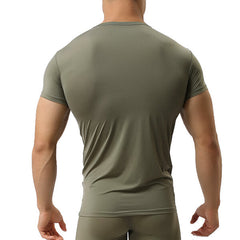 Men's Sports Primer Sexy Tops Pure Color Elastic Bodybuilding Comfortable Wear T-shirt