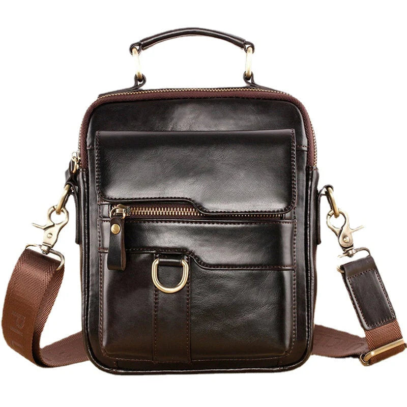 Men's Genuine Leather Large Capacity Shoulder Handbag