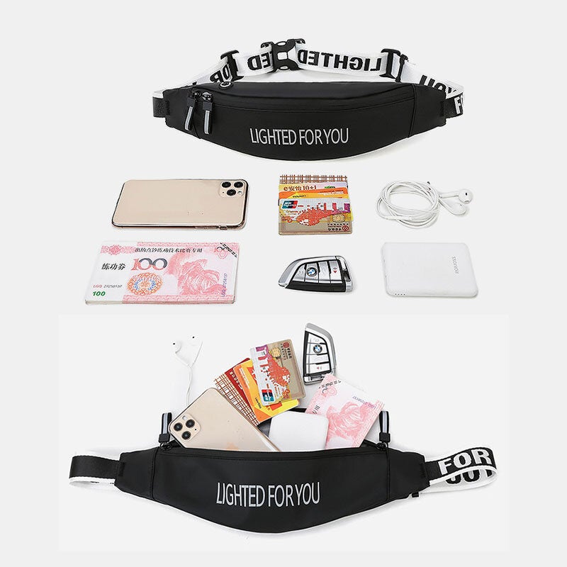 Men Sporty Reflective Patchwork Color Fashion Easy Carry Crossbody Bag Chest Bag With Earphone Hole