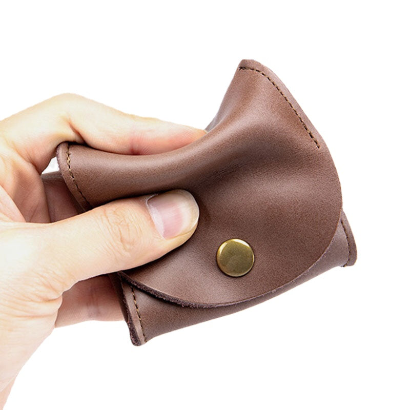 Unisex Genuine Leather Casual Mini Coin Earphone Storage Bag Wallet Coin Bag