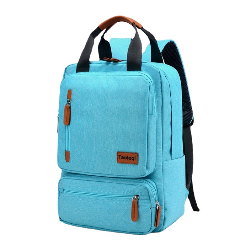 Men Women Fashion Large Capacity Multi-pocket Pure Color Backpack