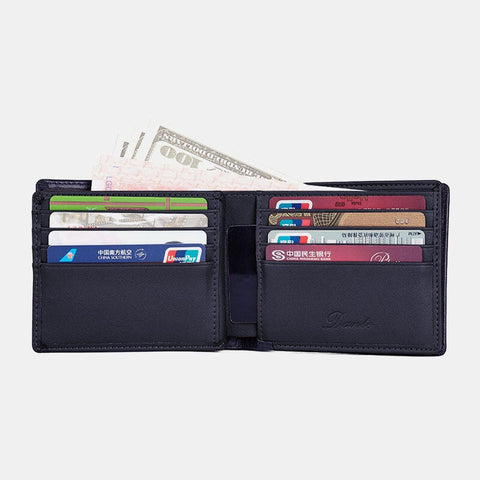 Men Genuine Leather 8 Card Slots Coin Purse Short Wallet