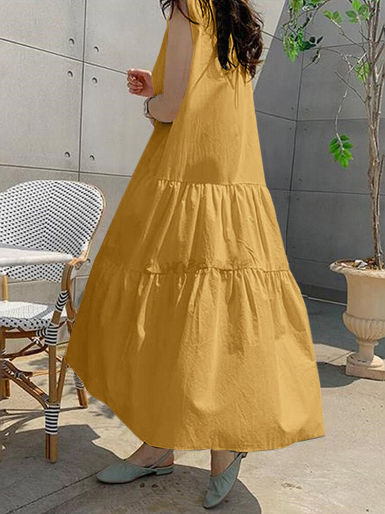 Sleeveless Solid Pleating Streetwear Party Dress