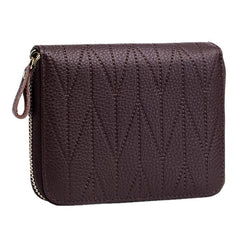 Women RFID Genuine Leather Multi-Slots Zipper Purses Card Holder