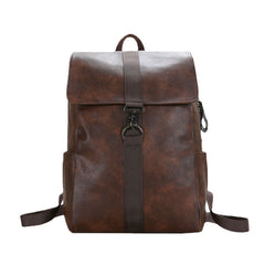 Unisex Faux Leather Retro Large Capacity Outdoor 15.6 Inch Laptoop Bag School Bag Backpack