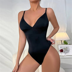 Sexy Slimming Bodysuit Tummy Control Thong Shapewear Backless Body Shaper Deep V Neck