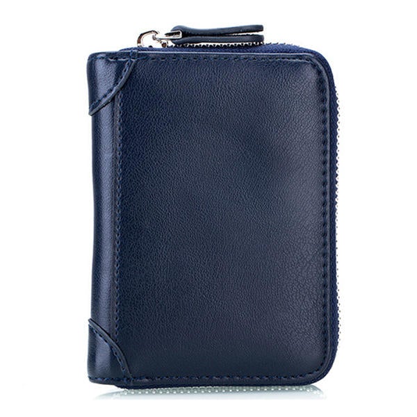 Large Capacity RFID Genuine Leather Men Women Casual Zipper Creddit Card Holder