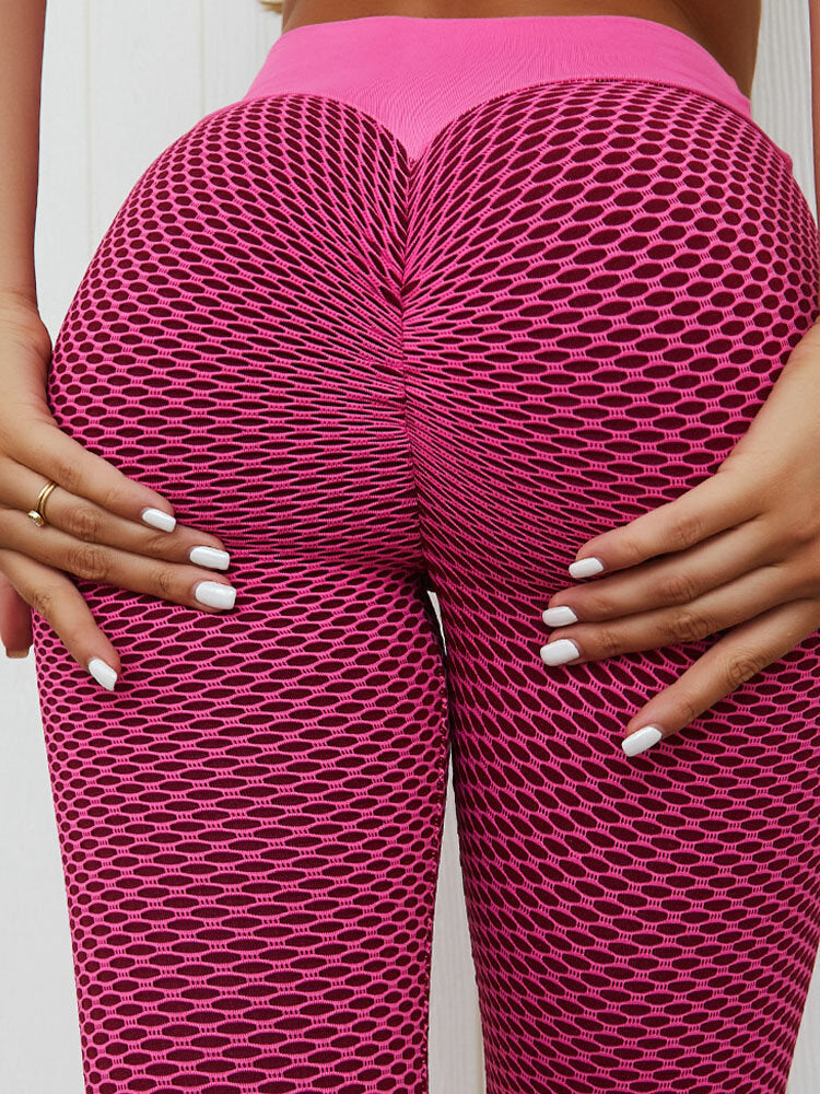 Plaid Casual High Waist Butt Lift Workout Sport Leggings For Women