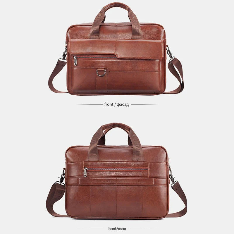 Men's Large Capacity Genuine Leather Business Messenger Bag