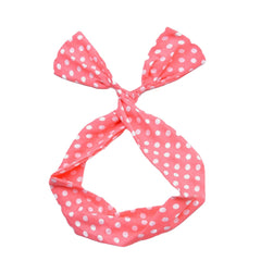 Women Cute Sweet Bow Headdress Dot Stripe Pattern With Adjustable Straight Wire Fabric Cross Tie Headband