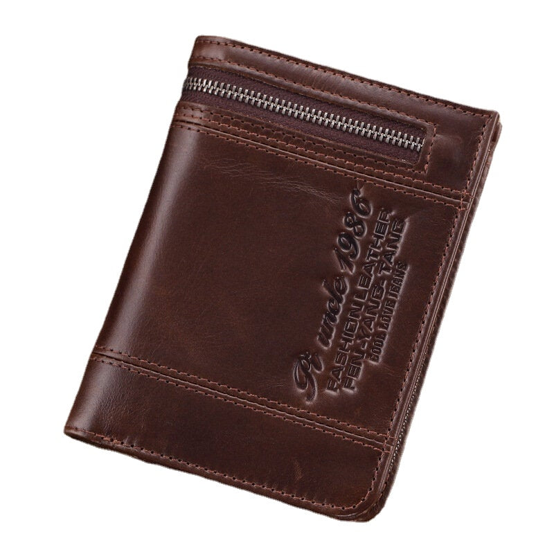 Men Genuine Leather RFID Blocking 20 Card Slots Bifold Wallet Purse Zipper Coin Bag