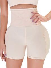 Plus Size Women Front Closure Hip Lifting Air Cushion Stitching High Waist Shapewear Shorts