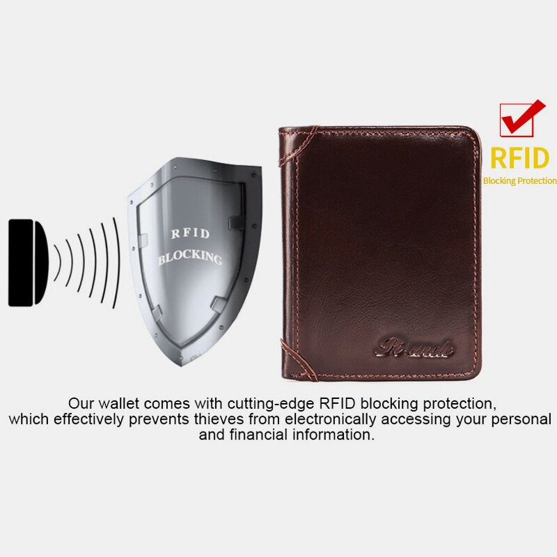 Men Genuine Leather Short Zipper RFID Anti-theft Retro Multi-card Slot Card Holder Coin Purse Wallet Money Clip