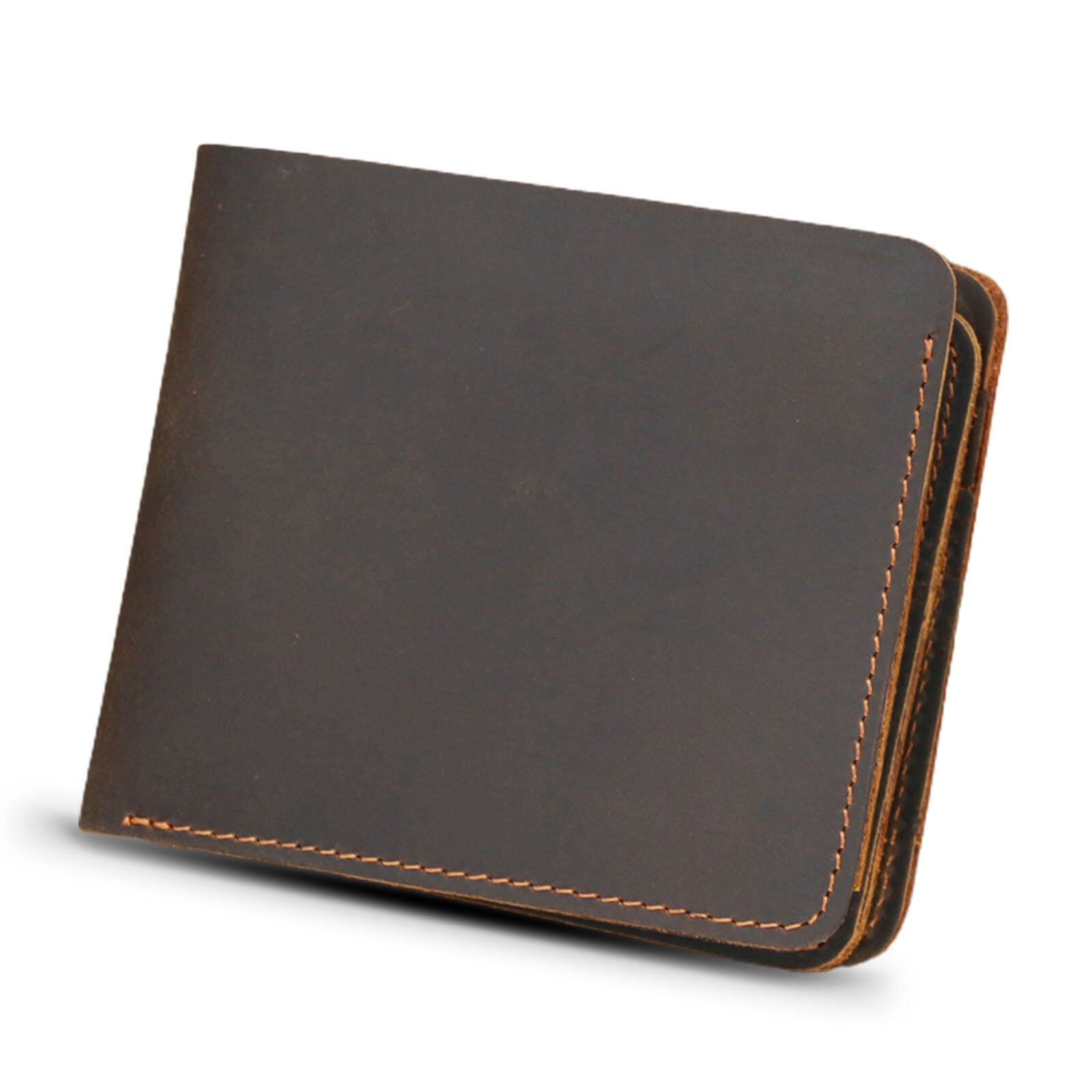 Men Genuine Leather Vintage Durable Light Weight Wallet Retro Business Tri-fold Wallet