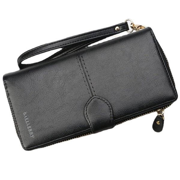 Women Faux Leather Large Capacity Fashion Purse Wallet Pure Color Clutch Bag Card Holder