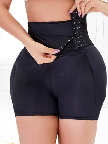 Plus Size Women Front Closure Hip Lifting Air Cushion Stitching High Waist Shapewear Shorts