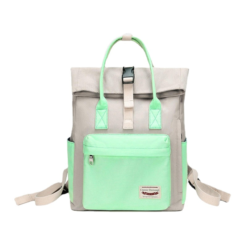Women Fashion Canvas Casual Patchwork Waterproof Light Weight Backpack