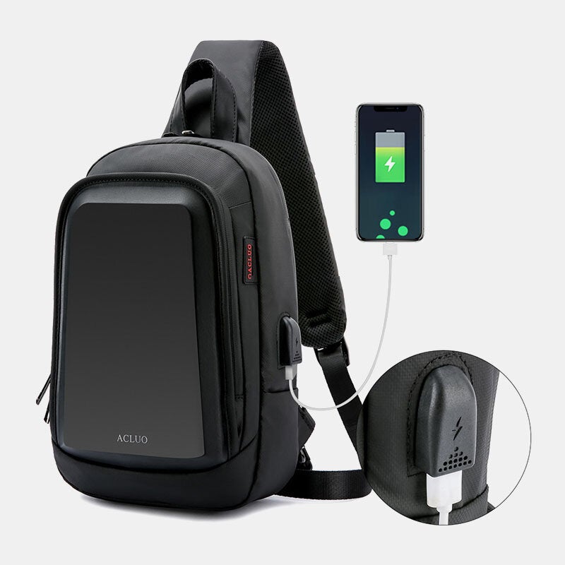 Men USB Charging Waterproof Chest Bag Casual Detachable Shoulder Strap Breathable Crossbody Bags