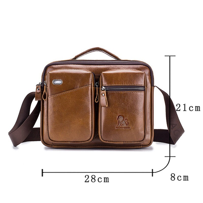 Men Genuine Leather Crossbody Bag Earphone Cowhide