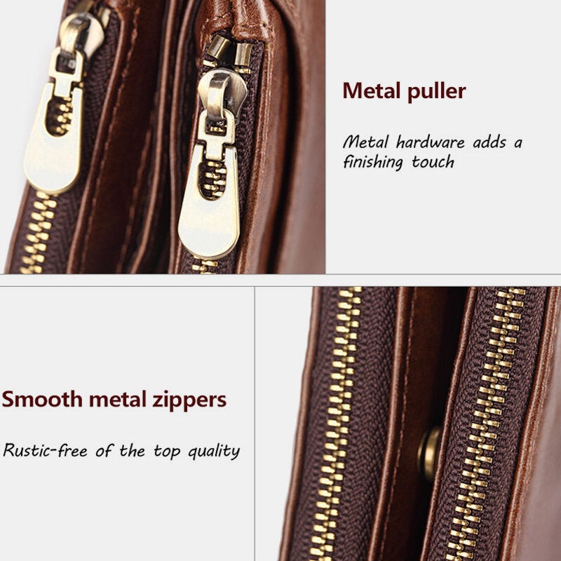 Men Bifold Genuine Leather Multi-card Slots Card Holder RFID Anti-theft Short Driving License Wallet Coin Purse