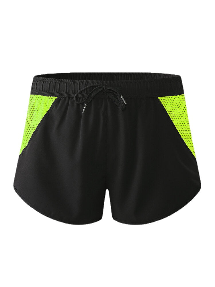 Men Mesh Patchwork Quickly Dry Drawstring Breathable Sports Board Shorts