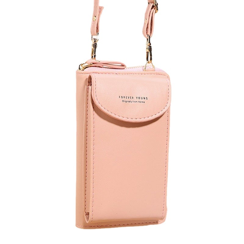 Women Mini Wild Long PU Leather Wallet 6.3 Inch Phone Shoulder Crossbody Bag