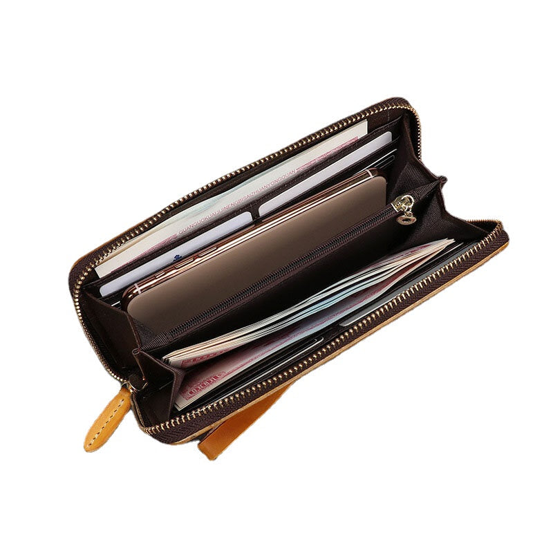 Unisex Genuine Leather Embossed Retro Vintage Multi-slot Clutch Bag Wallet