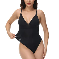 Sexy Slimming Bodysuit Tummy Control Thong Shapewear Backless Body Shaper Deep V Neck