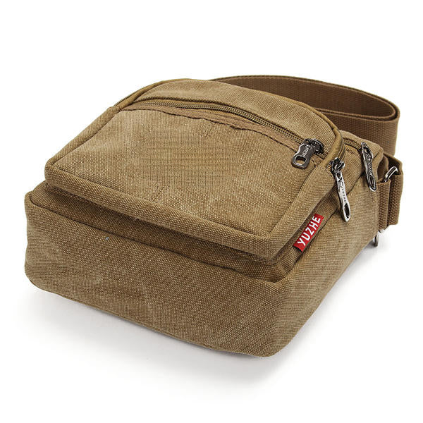 Men's Retro Canvas Crossbody Bag with Multi Pockets - Casual Shoulder Bag