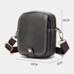 Men's Genuine Leather Multi-Layer Crossbody Shoulder Bag