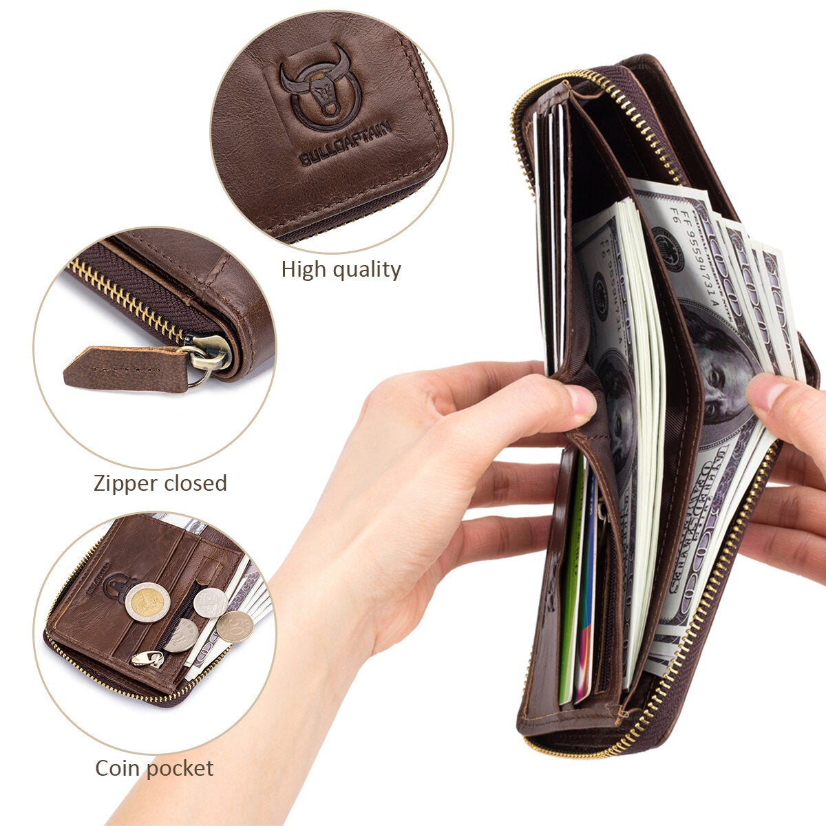 Men Genuine Leather RFID Blocking Antimagnetic Wallets Bifold Short Multi-caed Slot Credit Card Holder Coin Purse