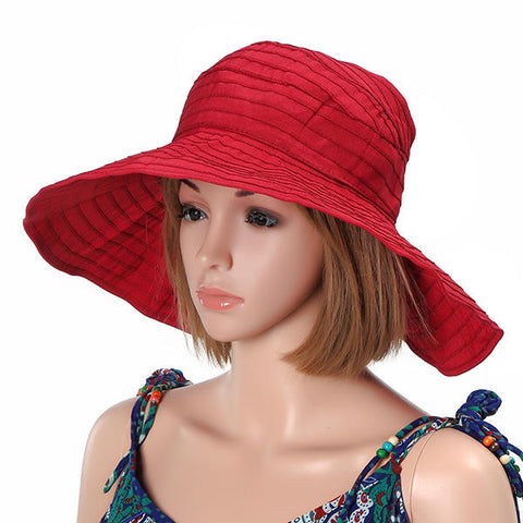 Women Foldable Sun Protective Beach Hat Summer Outdoor Gardening Anti-UV Wide Brim Visor Cap