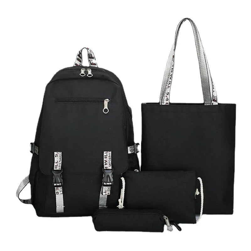 Women's 4PCS Backpack with USB Charging - Multifunctional School Bag