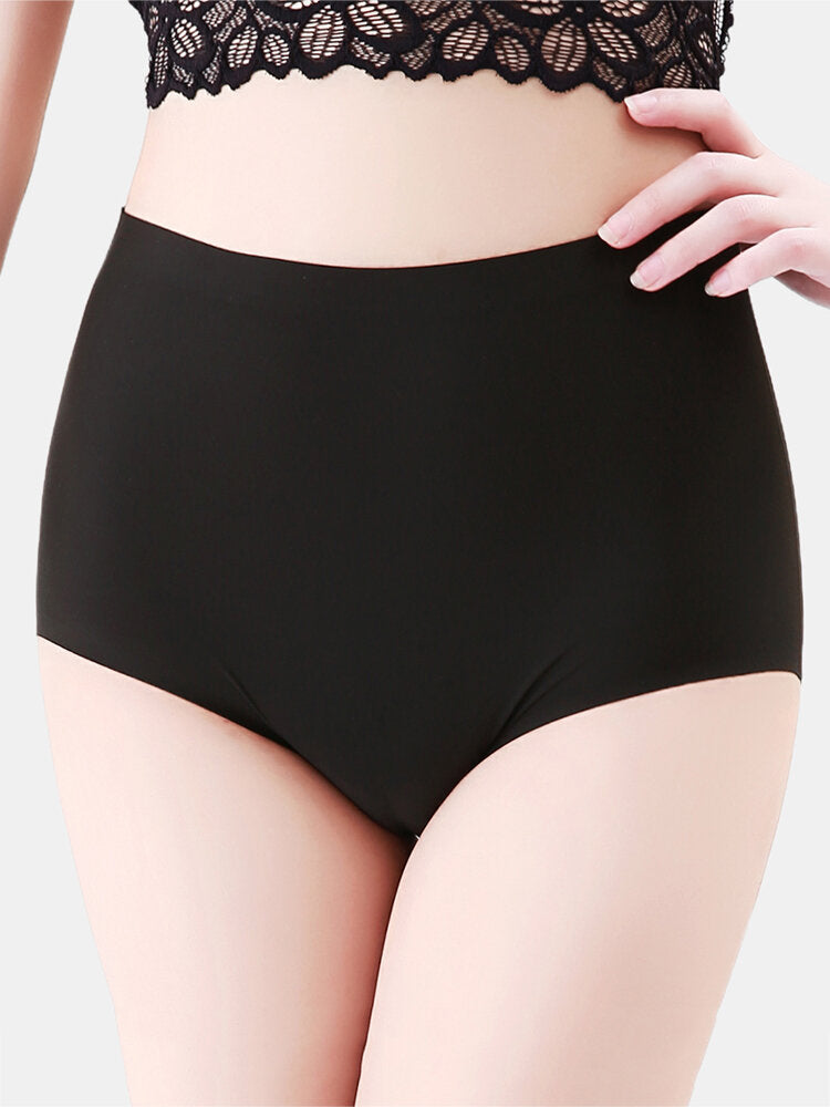 Plus Size Seamless Plain High Waisted Full Hip Smooth Panty