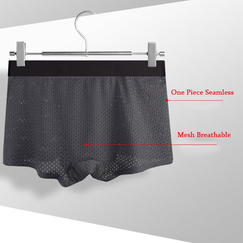 Cool Ice Silk Underwear Mesh Breathable Seamless Pouch Boxer Briefs for Men