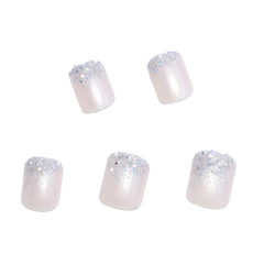 Radiant Pink Glitter Press-On Nails - Short Square Reusable Acrylic Nail Art for Women & Girls - Perfect for Daily Wear