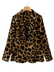 Leopard Print Blazer Loose Suit for Women with Shoulder Pad