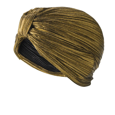 Women Pleated Beanie Hat Solid Color Simple Turban Cap