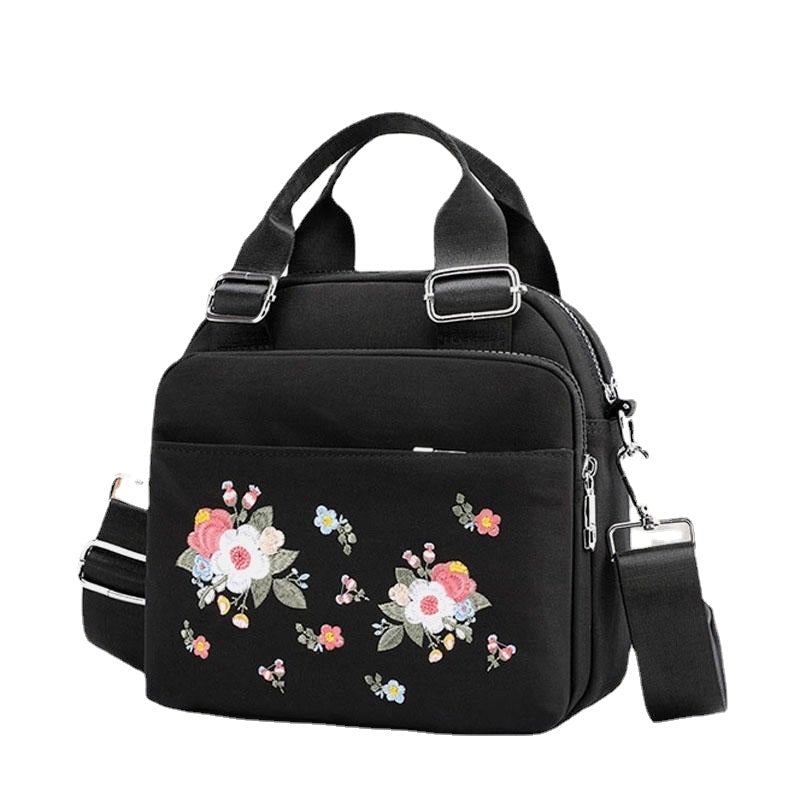 Women Light Weight Waterproof Flower Embroidered Crossbody Bag Shoulder Bag