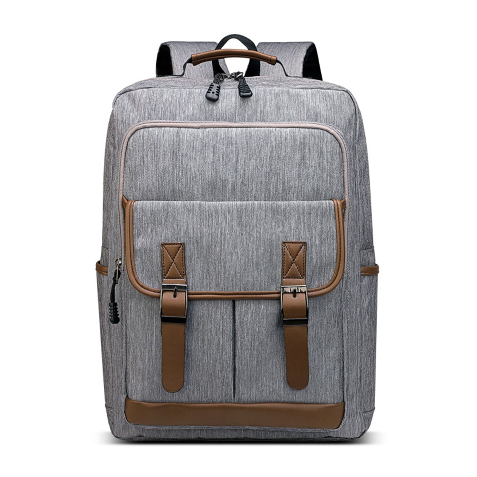 Men Polyester Casual Backpack Large-capacity Multi-pocket Zipper Backpack Travel Bag Laptop Bag