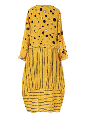 Vintage Print Polka Dots Striped Two-piece Maxi Dress